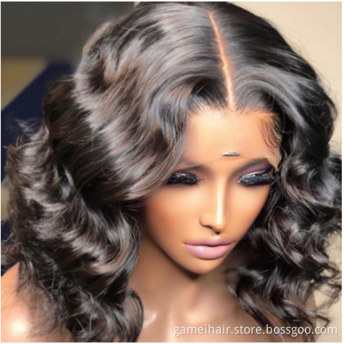 Highlight Human Hair  Short Bob wigs For Black Women T Part Brazilian Pre Plucked With Baby Hair Body Wave Lace Front Wig